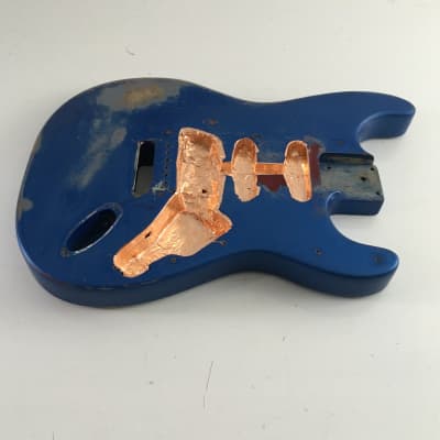 Custom Vintage ST60s Strat Style Lake Placid Blue Over Red Guitar Body Heavy Relic 4.3 Lb image 11