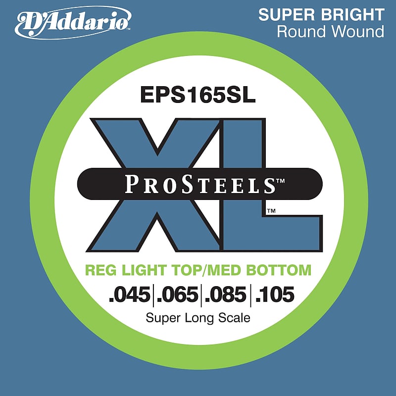 D'Addario EPS165SL ProSteels Bass Guitar Strings Custom Light 45-105 Super Long Scale image 1