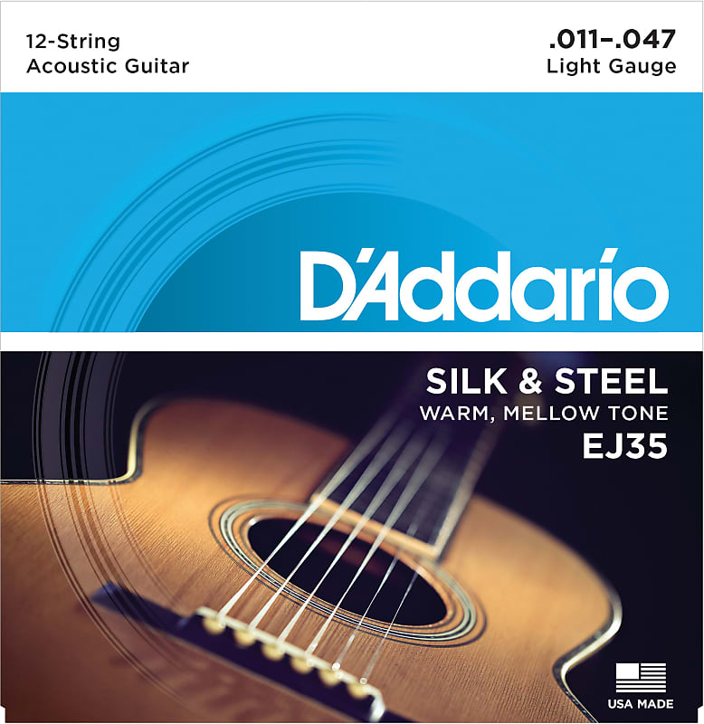 D'Addario EJ35 Silk & Steel 12-String Folk Guitar Strings, 11-47 image 1