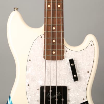 Fender Pawn Shop Mustang Bass - 2012 - White w/Competition Stripe image 5