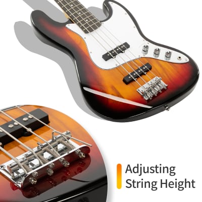 Glarry GJazz Electric Bass Guitar w/ 20W Electric Bass Amplifier Sunset image 5