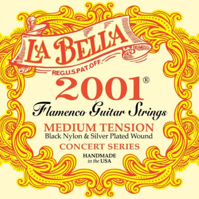 La Bella 2001 Black Nylon & Silver-Plated Flamenco Guitar Strings - Medium Tension image 1