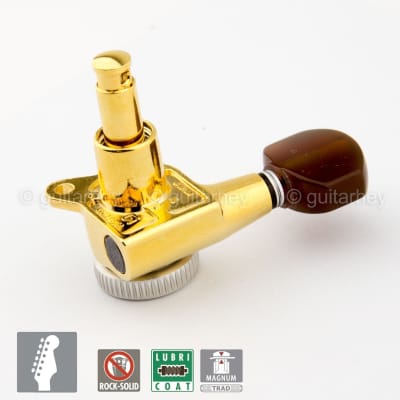 NEW Gotoh SG381 MGT Locking Tuning Keys Set 6 in Line TORTOISE Buttons - GOLD image 2
