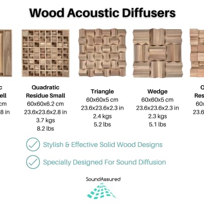 Paulownia Wood Acoustic Diffuser - Wooden Acoustic Diffusion Panel - 60 x  60 cm
