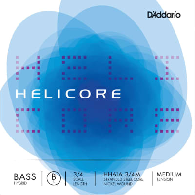 D'Addario Helicore Hybrid Bass Single Low B String, 3/4 Scale, Medium Tension image 1
