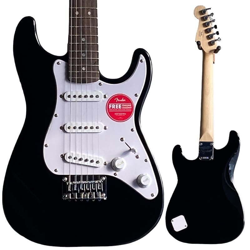 Squier Mini Strat Electric Guitar- Black with Laurel Fingerboard image 1