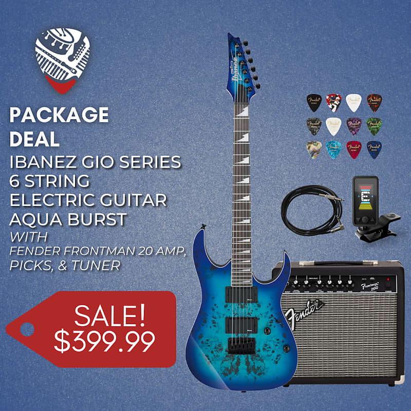 Ibanez GRGR221PAAQB Gio Series 6 String Electric Guitar Bundle W Amp Accessories