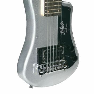 Hofner HCT-SH-SBT-O Shorty Travel Electric Guitar Metallic Silver with Gig Bag image 3