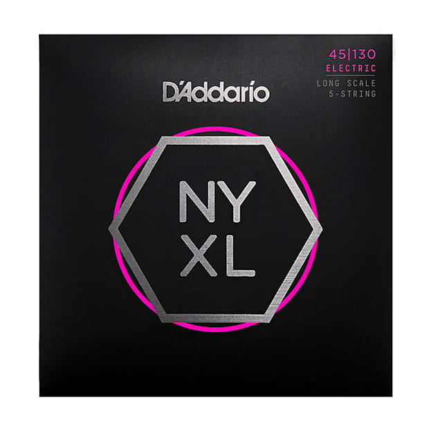 D’Addario NYXL45130 Nickel Wound Bass Guitar Strings 5-String Regular Light 45-130 Long Scale image 1