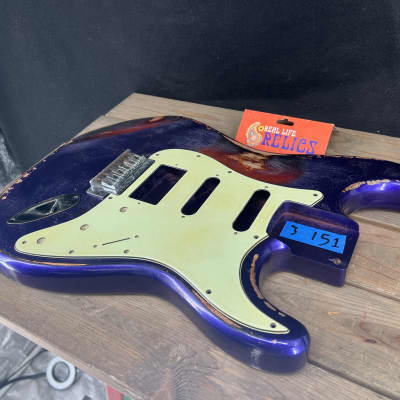 Real Life Relics Custom Class Strat® Stratocaster® Body Heavy Relic Metallic Purple Over Sunburst  #1  3 Lb 15 Oz image 1