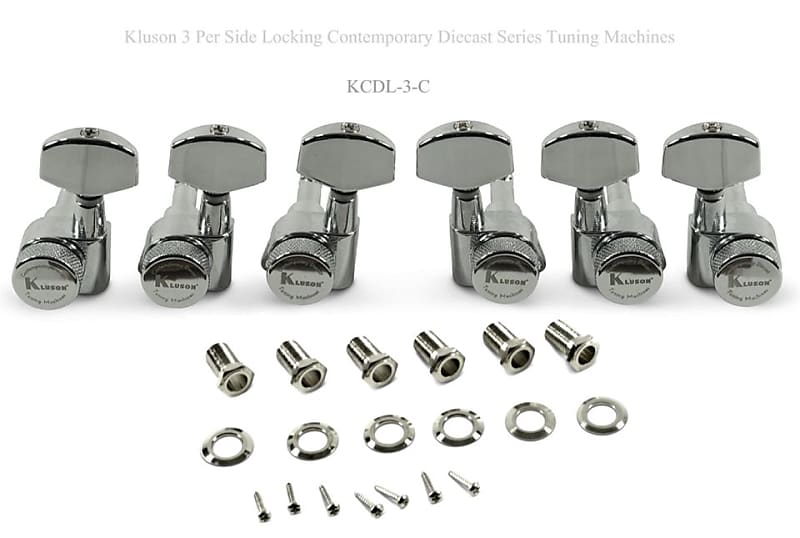 Kluson 3X3 Locking Contemporary Diecast Tuners CHROME Reverb