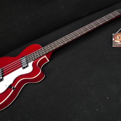 New Hofner Ignition PRO HI-CB-PE-RD RED Club bass guitar LTD Edition Tea Cup Knobs & Flats image 3