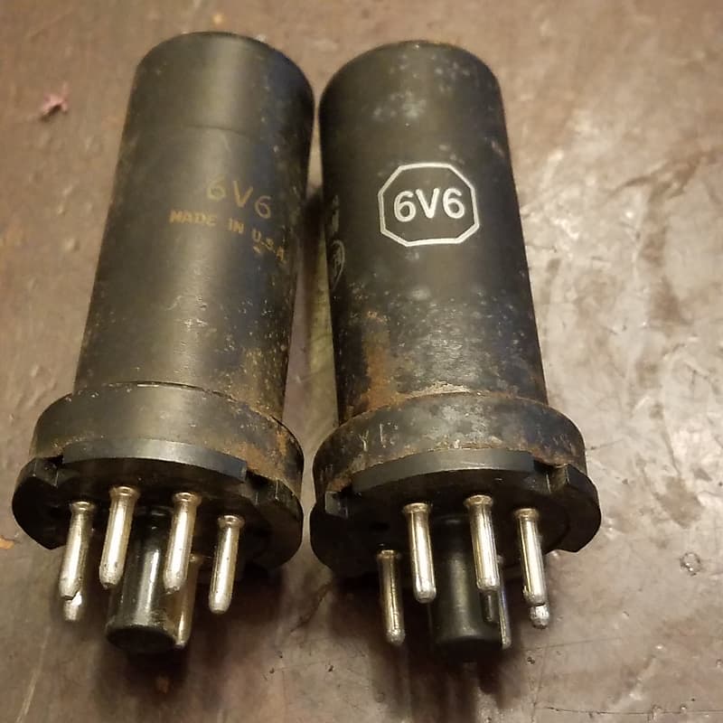 RCA Matched Pair (2) 6V6 Beam Power tNOS AT1000 TESTED Vacuum Tubes metal  Audio 1946-1952