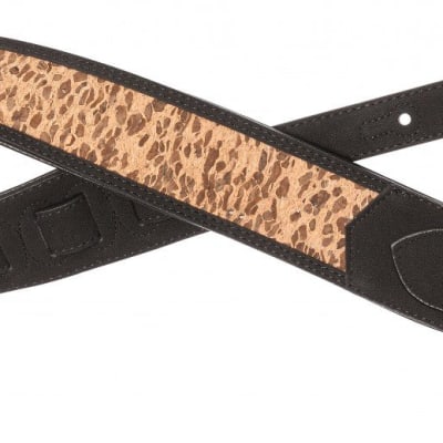 Black, Padded Guitar Strap With Holz-Leoparden-Muster image 1