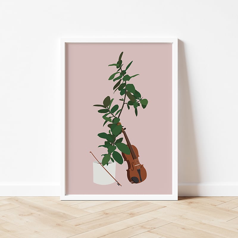 Violin Houseplant Print Classical Art, Music Reverb Australia