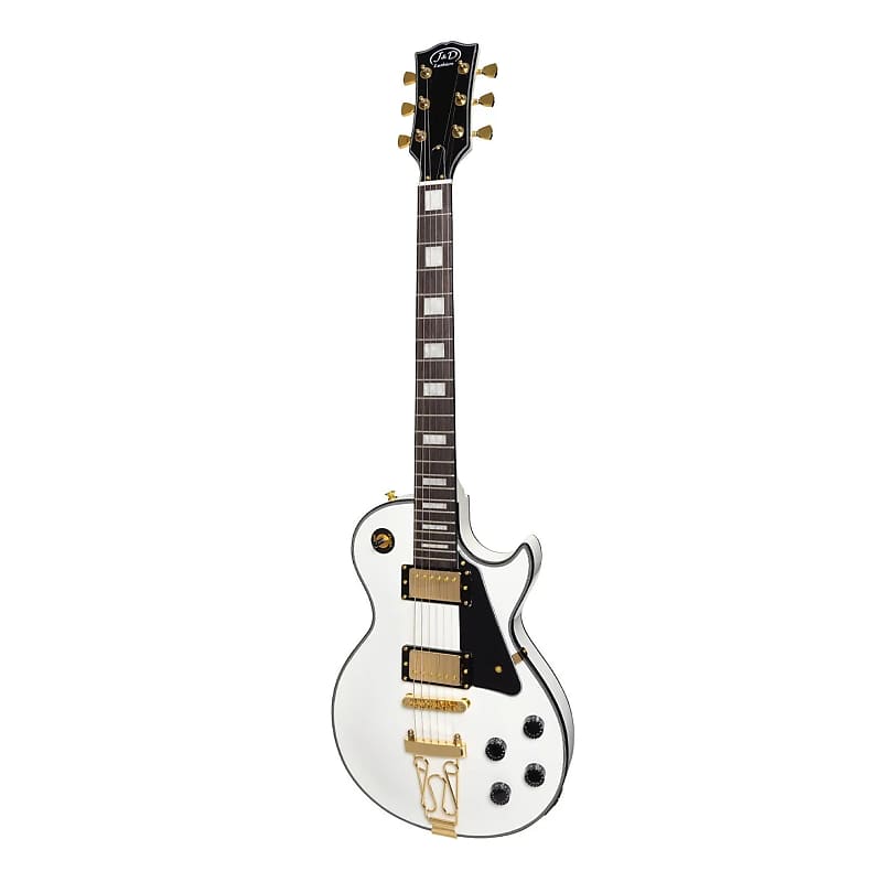 J&D Luthiers LP-Custom Style Electric Guitar | White/Trapeze Tailpiece image 1