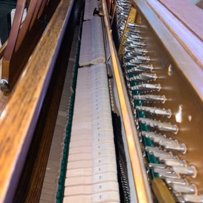 Sojin Model 4346 42" Satin Oak Console Piano c1988 #111289 image 8