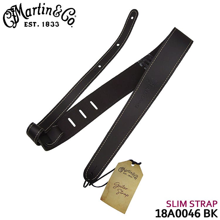 Martin Leather Slim Guitar Strap - Black