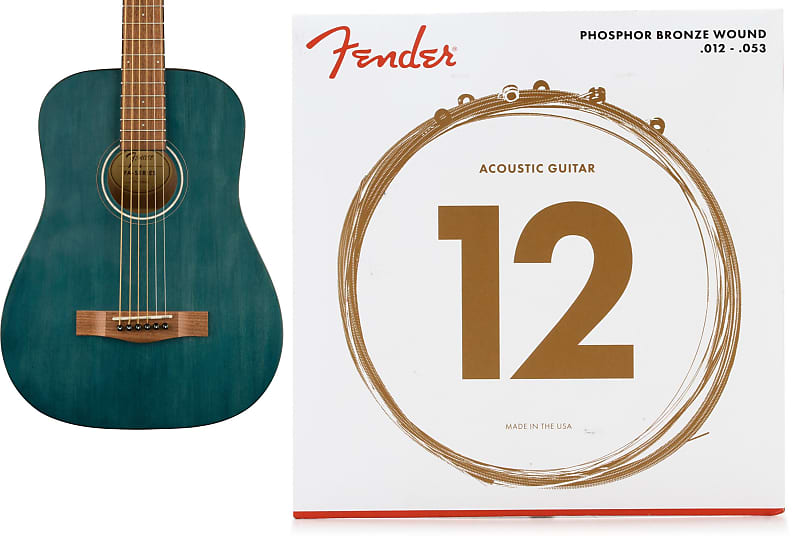 Fender FA-15 3/4 Scale Steel Walnut Fingerboard Black Acoustic Guitar W Gig Bag