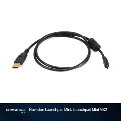 3-foot Black USB-A to USB Micro B Gold Plated Cable for Novation Launchpad Mini, Launchpad Mini MK2