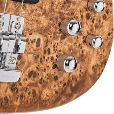 Cort GBMODERN4OPVN GB-Modern 4 Poplar Burl Top Roasted Maple Neck 4-String Bass Guitar w/Hard Case image 8