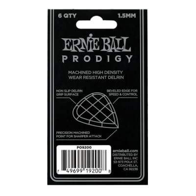 Ernie Ball 9200 Prodigy Mini Delrin Electric Guitar Picks, Black, 1.5mm (6-Pack) image 3