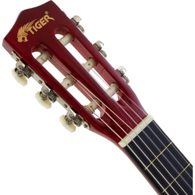 Tiger CLG4 Classical Guitar Starter Pack, 3/4 Size, Red image 3