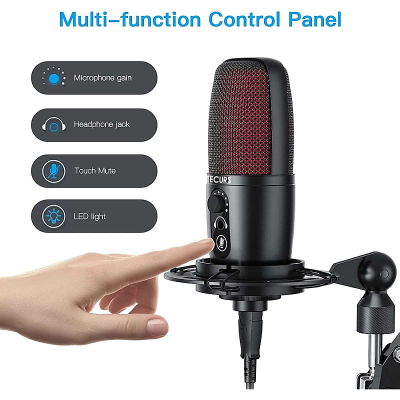  FIFINE Computer Condenser PC Gaming Mic with Tripod Stand & Pop  Filter for Streaming, Podcasting (K669B+U1) : Musical Instruments