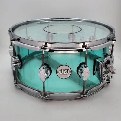 Used DW Design Acrylic Snare Drum 14x6.5 Sea Glass - Good