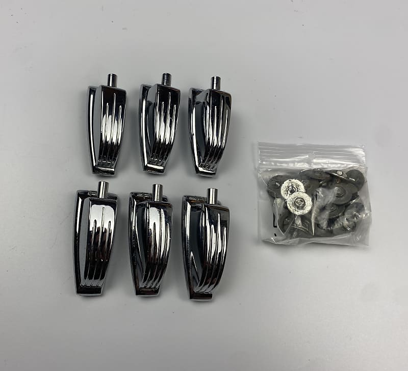 Ludwig 70s Large Classic Drum Lugs SET OF 6 with mounting screws Bass Tom Floor Tom Vintage Parts USA image 1