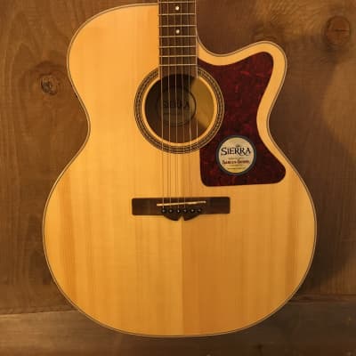 Sierra SJS98CE Tahoe Solid-Top Jumbo Cutaway Acoustic Electric Guitar Natural image 1