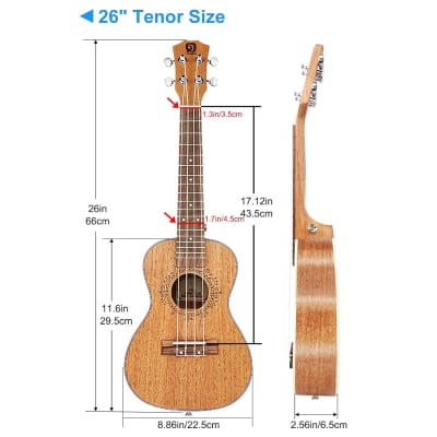 Tenor Ukulele 26 Inch Mahogany Professional Acoustic Ukelele Four String  Wooden Hawaiian Uke Beginner Kit Ukuleles Bundle For Adult Starter Kit, By