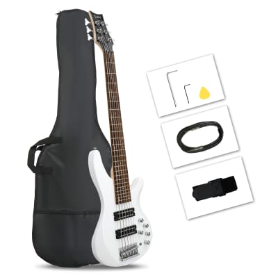 Glarry 44 Inch GIB 6 String H-H Pickup Laurel Wood Fingerboard Electric Bass Guitar with Bag and other Accessories White image 12