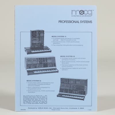 Moog Professional Modular Systems price list 1974 image 2
