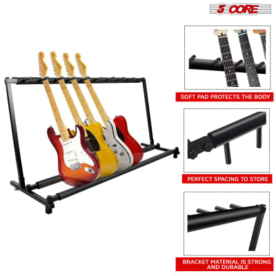 5 Core 9 in 1 Multi Guitar Stand Heavy Duty Guitar Rack Floor Tall Guitar Holder Universal Upright Classical Guitar Support for Acoustic Electric Bass Banjo Stands for Band Studio Home GRack 9N1 image 3