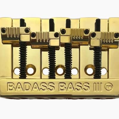 Gold Badass III Bass Bridge for String Thru Fender P/Jazz Bass® BB-3343-002 for sale