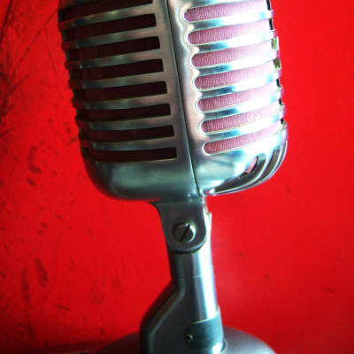 Vinatge 1940's Shure 55 dynamic microphone satin chrome w S-36 desk stand Elvis # 9 image 8