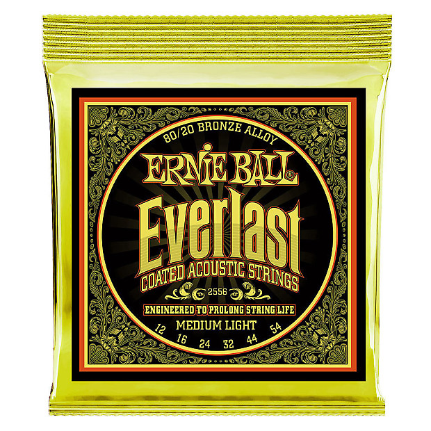 Ernie Ball 2556 Everlast Coated Medium Light Acoustic Guitar Strings, .012 - .054 image 1