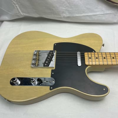 Fender Limited Edition American Vintage '52 Telecaster Korina Guitar with Case - non-original volume pot/knob - 2015 - Blackguard Blonde / Maple image 4