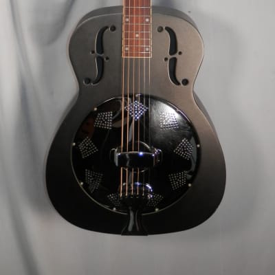 Regal Resonator Acoustic Guitar Matte Black Metal Body used image 1