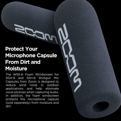 Zoom WSS-6 Foam Windscreen For SGH-6 and SSH-6 Shotgun Microphones, Reduce Wind Noise image 2