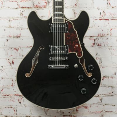 USED D'Angelico Premier DC Semi-Hollow Electric Guitar Black Flake for sale