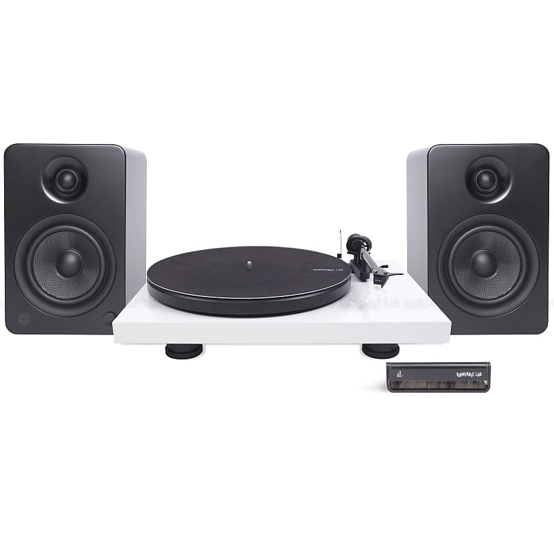Pro-Ject: Debut Carbon EVO / Kanto YU6 / Turntable Package Gloss White Turntable / Matte Black Speakers  			