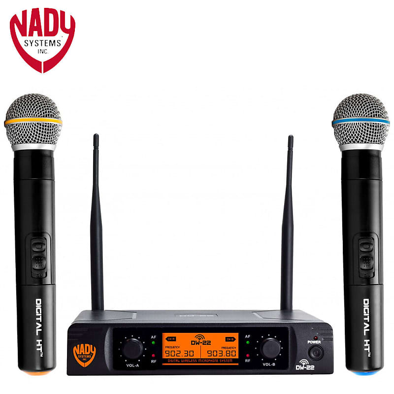 Nady DW-22 HT Dual Digital Wireless Handheld Microphone System (Bands D13, D14) 2023 - Black image 1