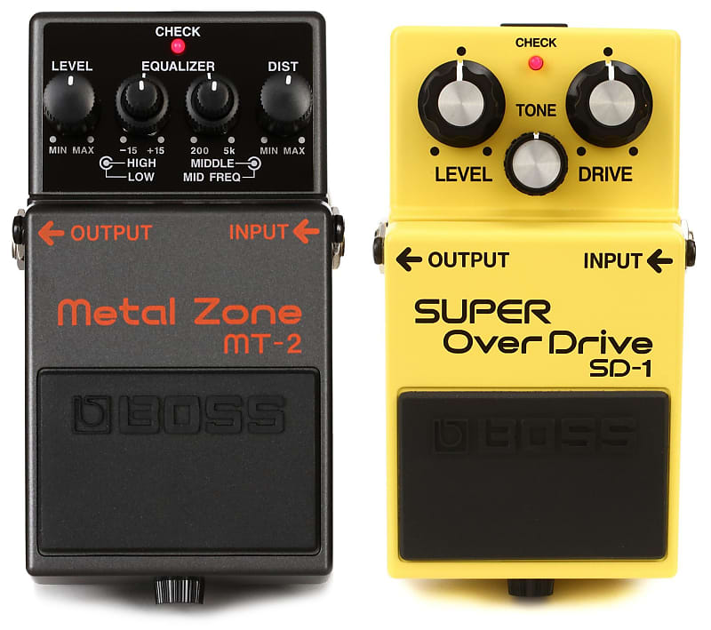 Boss MT-2 Metal Zone Distortion Pedal + Boss SD-1 Super Overdrive Pedal  Value Bundle