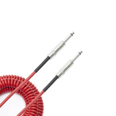 D'Addario Coiled Instrument Cable; 30ft red image 2