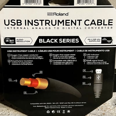 New Roland USB Instrument Cable 10', 3m 2023 - Black Series