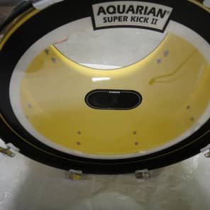 North drum set in yellow with 6'',8''10'' toms a 14'' floor tom and a 22'' bass drum with rack image 5