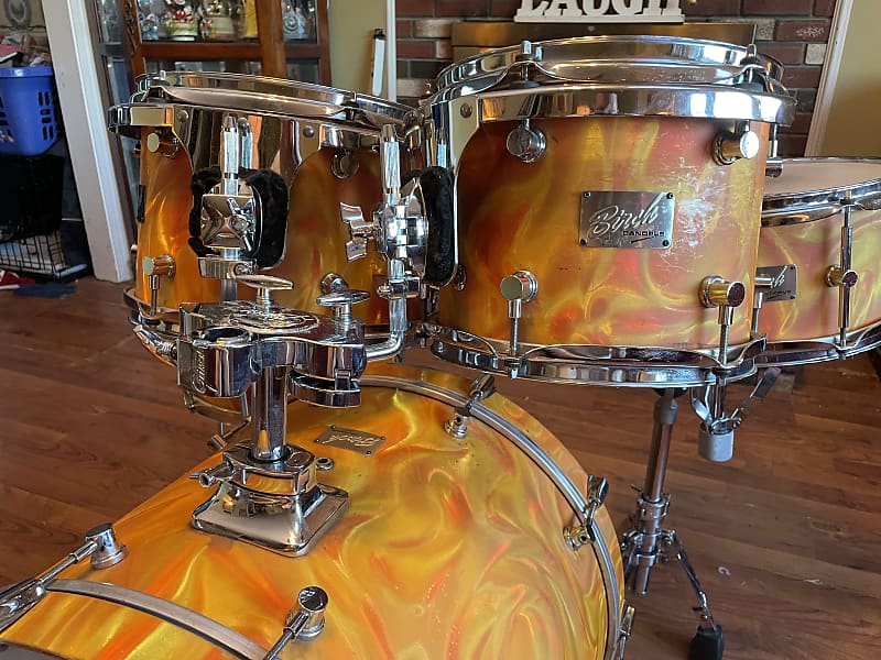 Canopus Drum Set Marmalade Swirl 20 10 12 14 and snare BIRCH Made in Japan  MIJ 5 drums