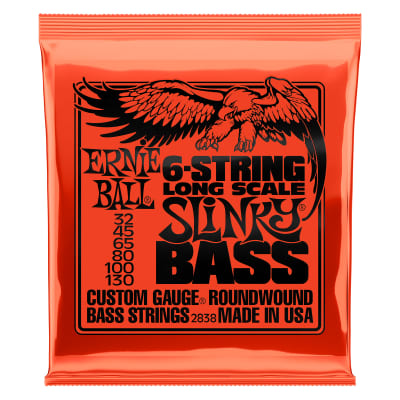 Ernie Ball 2838 6 String Slinky Bass Guitar Strings 32-130 Long Scale image 1